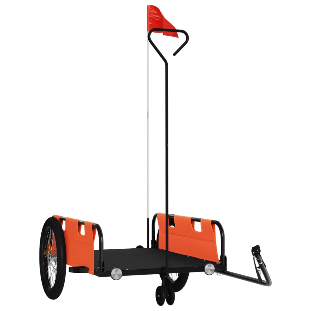 Vidaxl Bicycle Trailer tissu oxford et orange de fer et noir