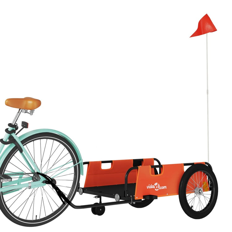 Vidaxl Bicycle Trailer tissu oxford et orange de fer et noir