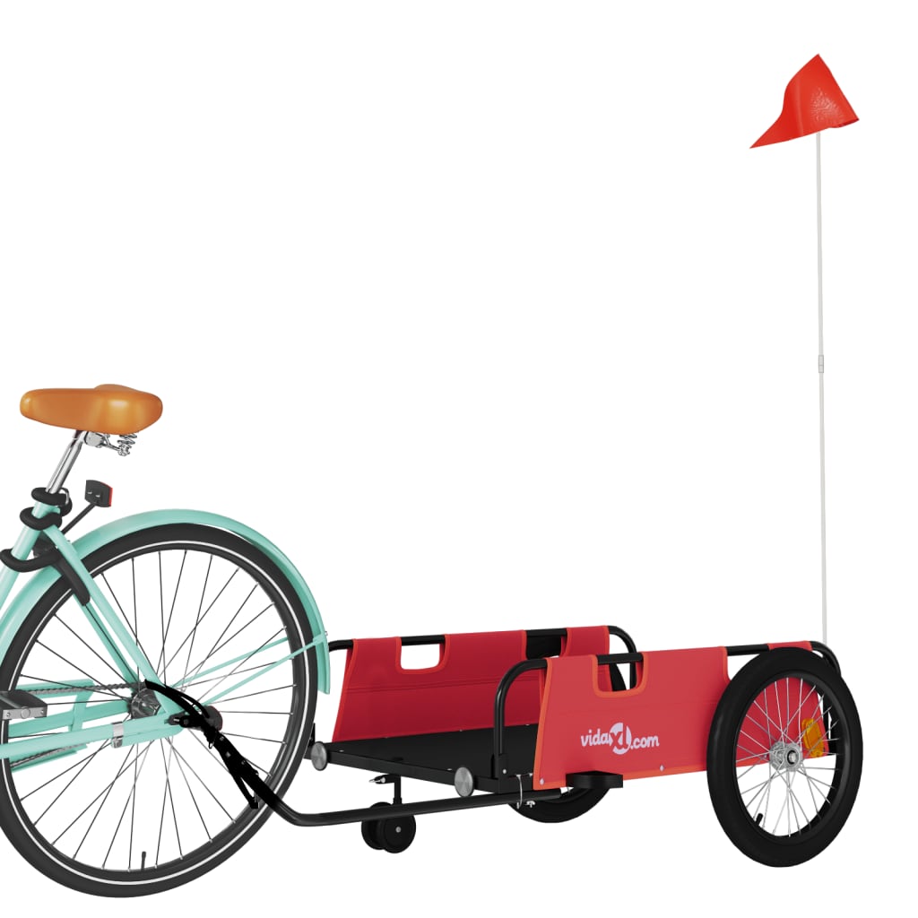 Vidaxl Bicycle Trailer tissu oxford et rouge en fer et noir