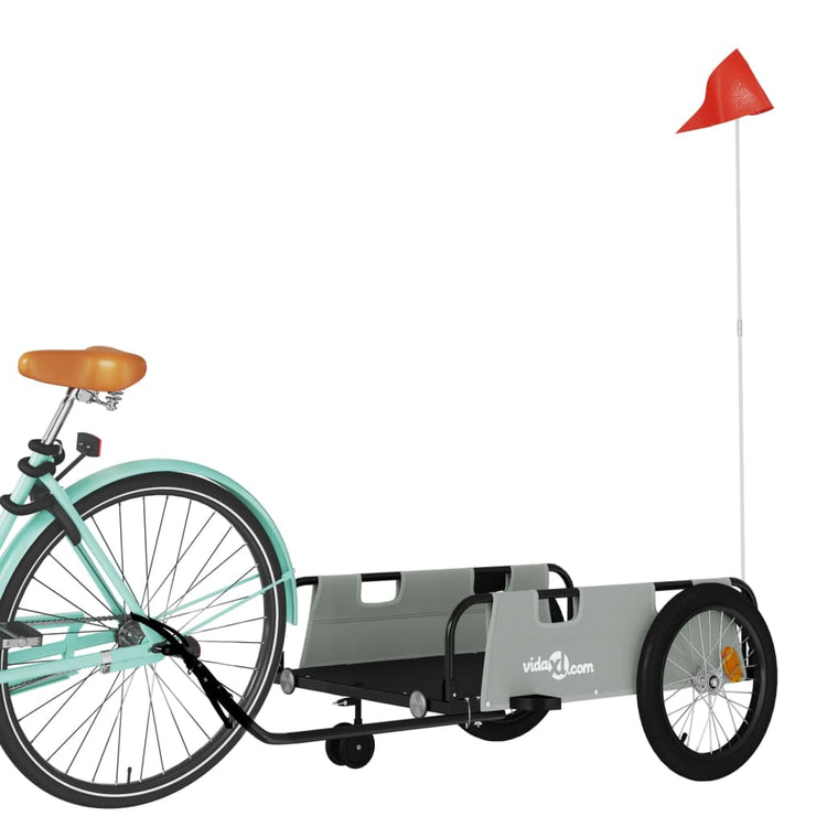 Vidaxl remorque vélo tissu oxford et fer gris et noir
