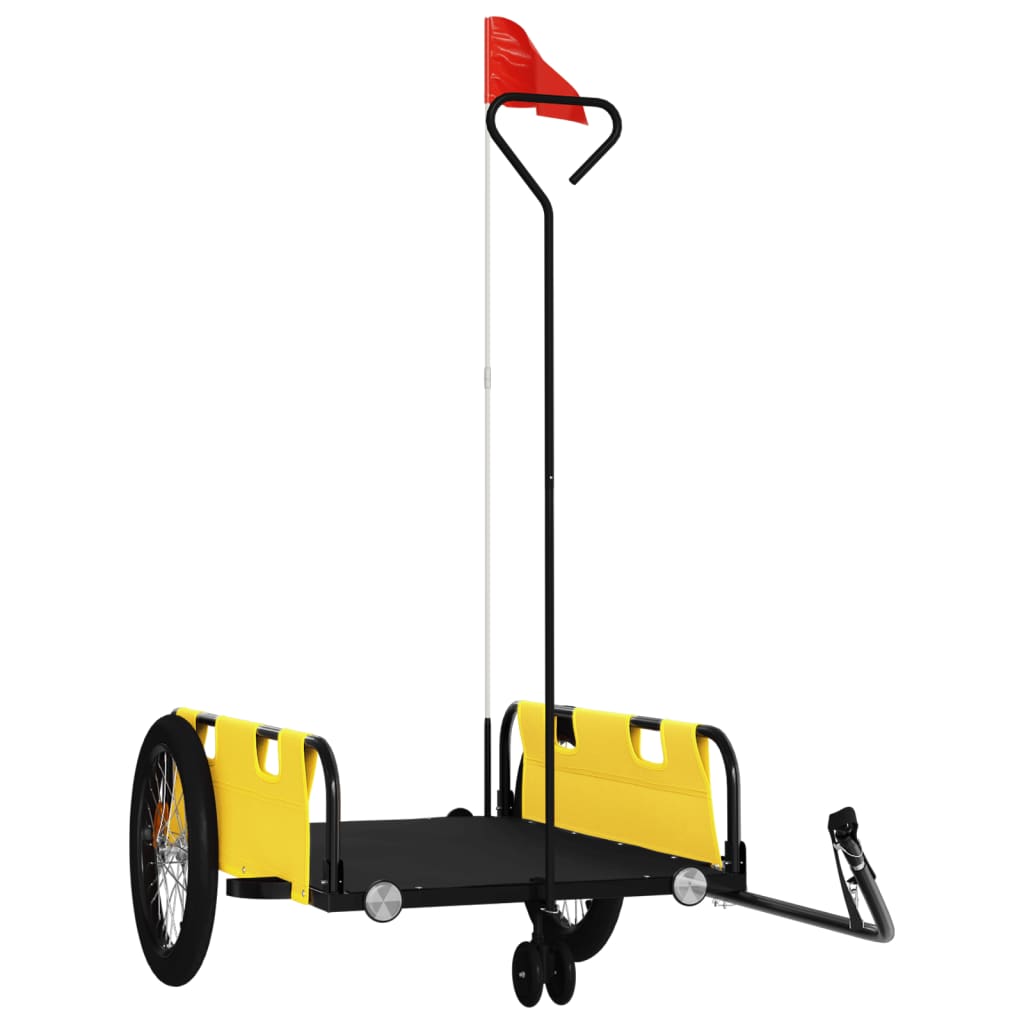 Vidaxl Bicycle Trailer tissu oxford et jaune en fer et noir