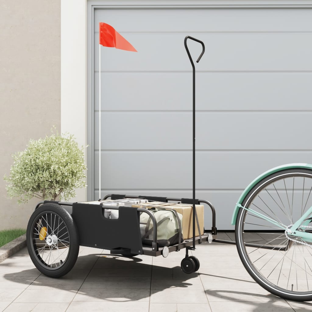 Vidaxl Bicycle Trailer Oxford Fabric et Black de fer