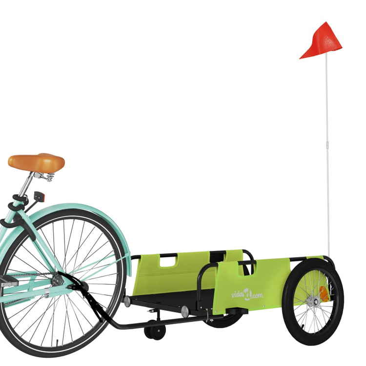 Vidaxl Bicycle Trailer tissu oxford et vert fer et noir