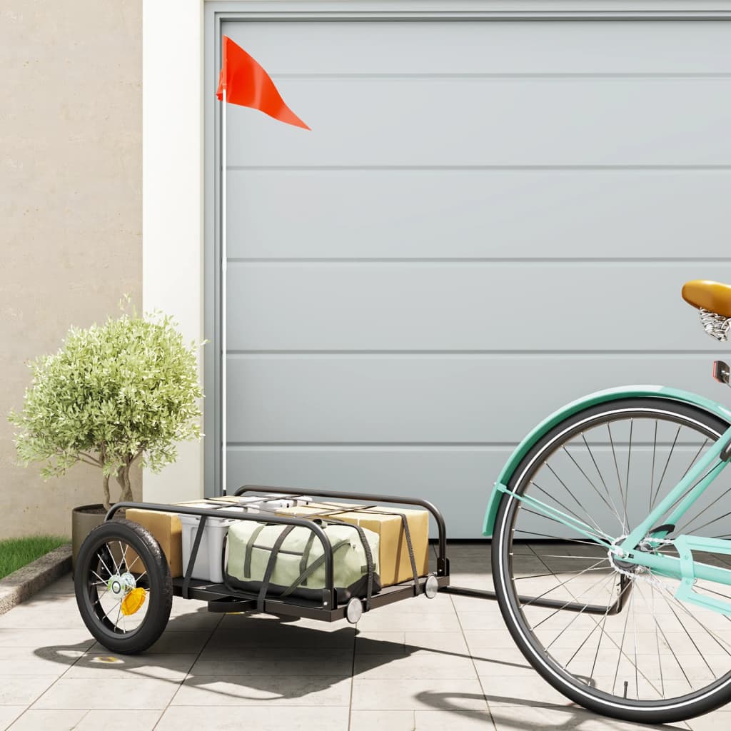 Vidaxl Bicycle Trailer 122x53x31 cm de fer noir