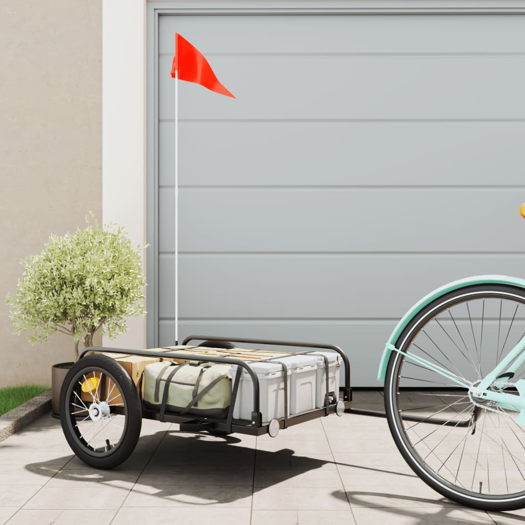 Vidaxl Bicycle Trailer 126x63x34 cm de fer noir