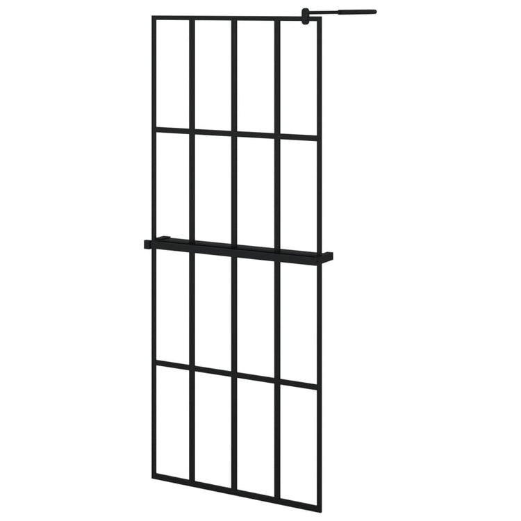 Vidaxl Walk-In Walk Walk With avec étagère 80x195 cm ESG-GLAS Aluminium noir