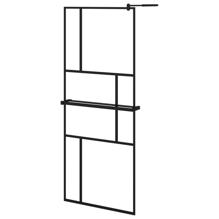 Vidaxl Walk-In Walk Walk With avec étagère 80x195 cm ESG-GLAS Aluminium noir