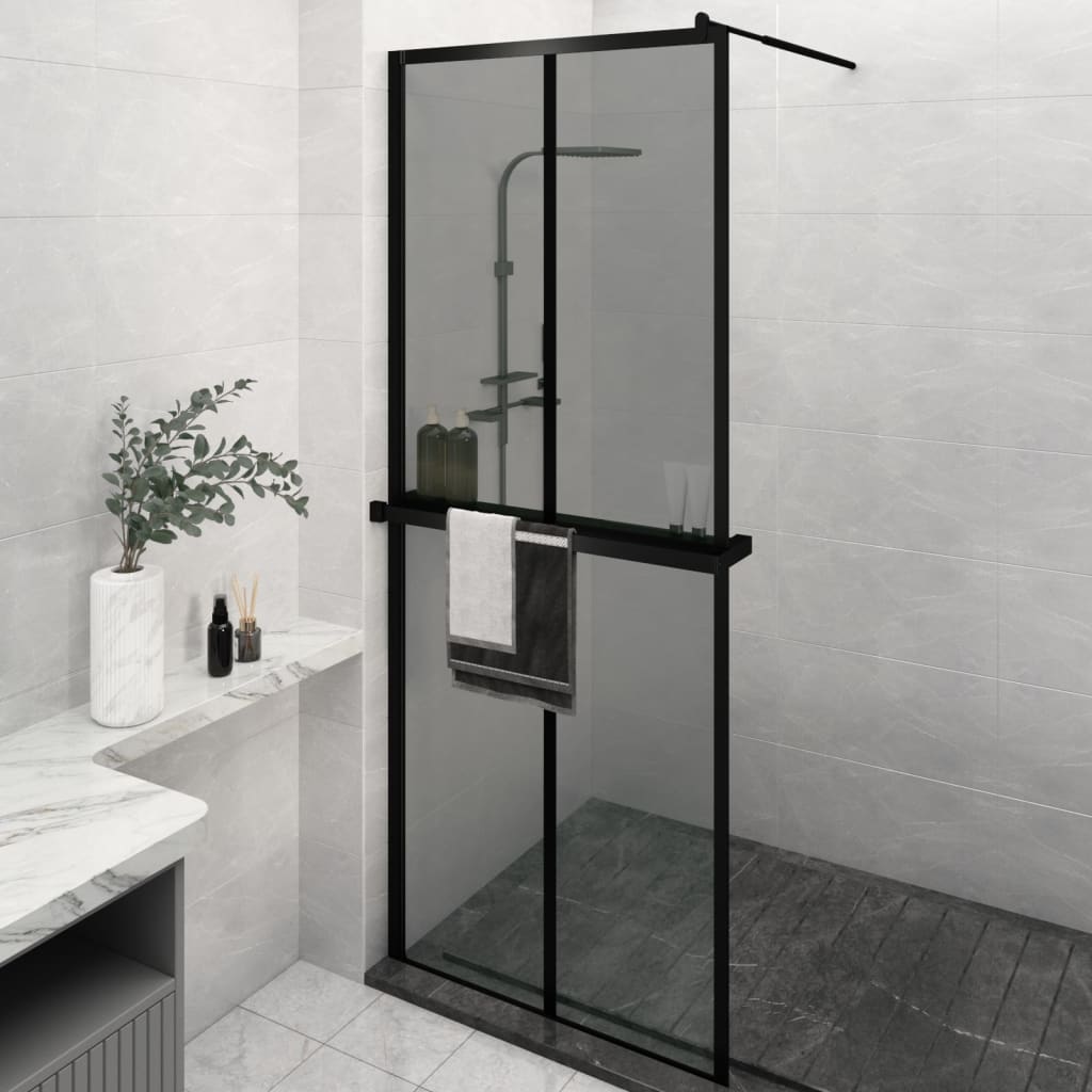 Vidaxl Walk-In Walk Walk With avec étagère 80x195 cm ESG-GLAS Aluminium noir