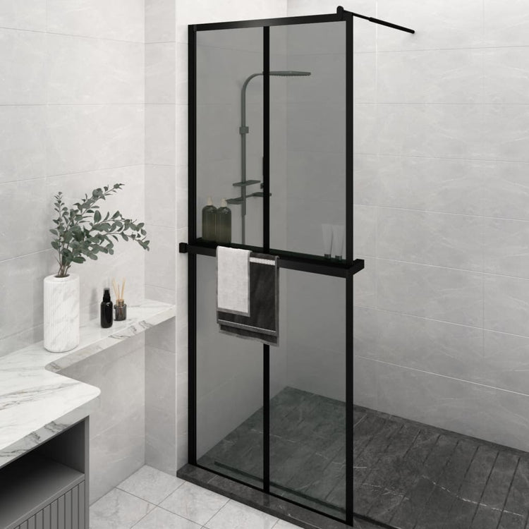 Vidaxl Walk-In Walk Walk With avec étagère 80x195 cm ESG-GLAS Aluminium noir