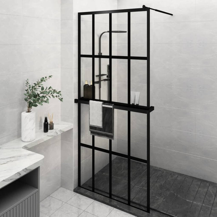 Vidaxl Walk-In Walking Walk avec étagère 100x195 cm ESG-glas aluminium noir