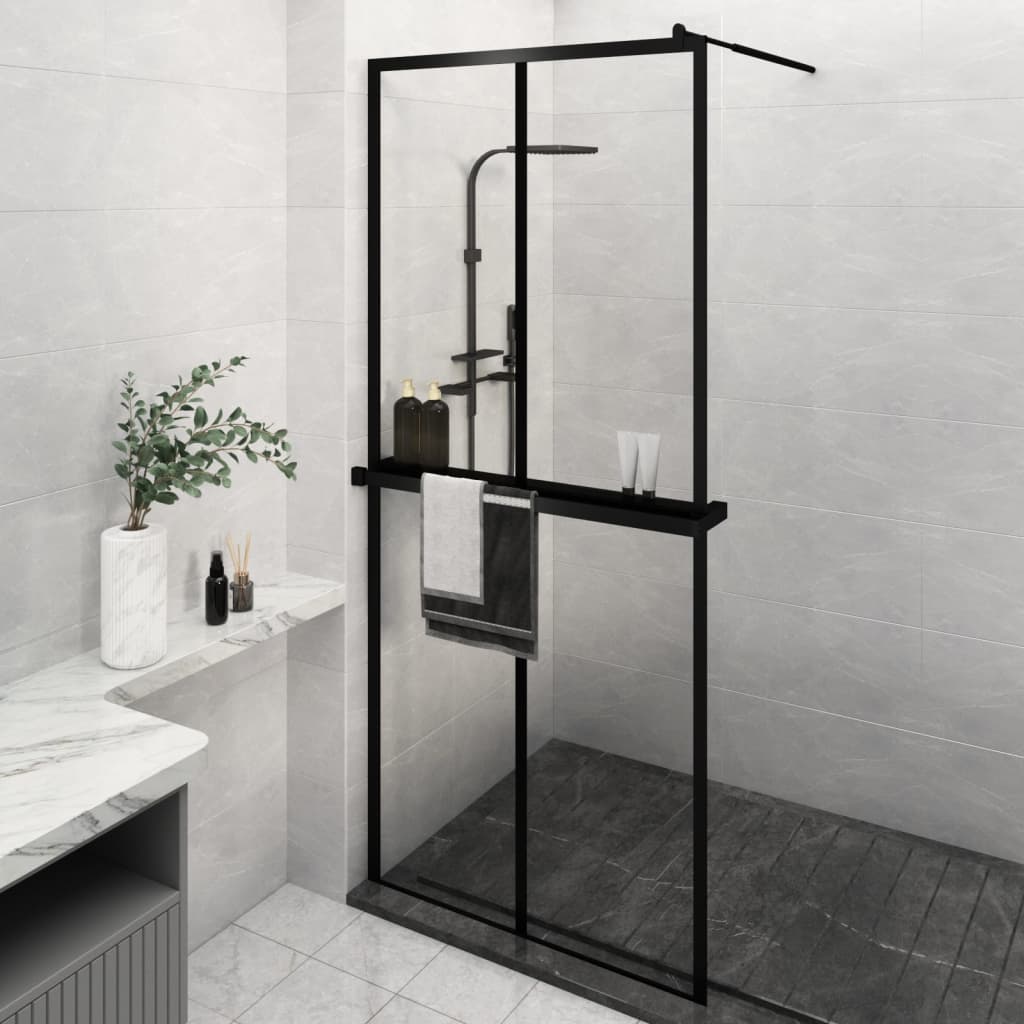 Vidaxl Walk-In Walking Walk avec étagère 100x195 cm ESG-glas aluminium noir