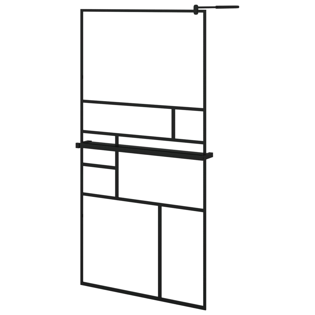Vidaxl Walk-In Walking Walk avec étagère 100x195 cm ESG-glas aluminium noir