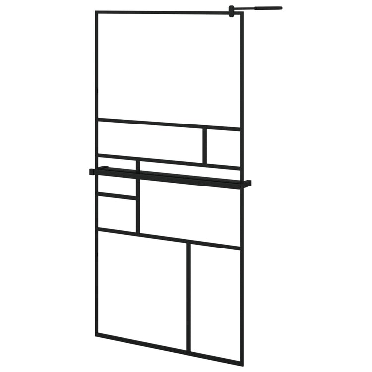 Vidaxl Walk-In Walking Walk avec étagère 100x195 cm ESG-glas aluminium noir