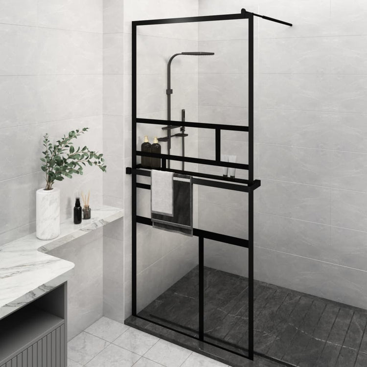 Vidaxl Walk-In Walking Walk avec étagère 100x195 cm ESG-glas aluminium noir