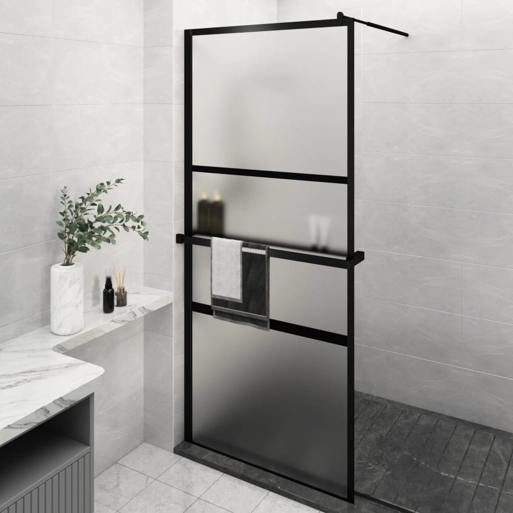 Vidaxl Walk-In Walking Walk avec étagère 100x195 cm ESG-glas aluminium noir