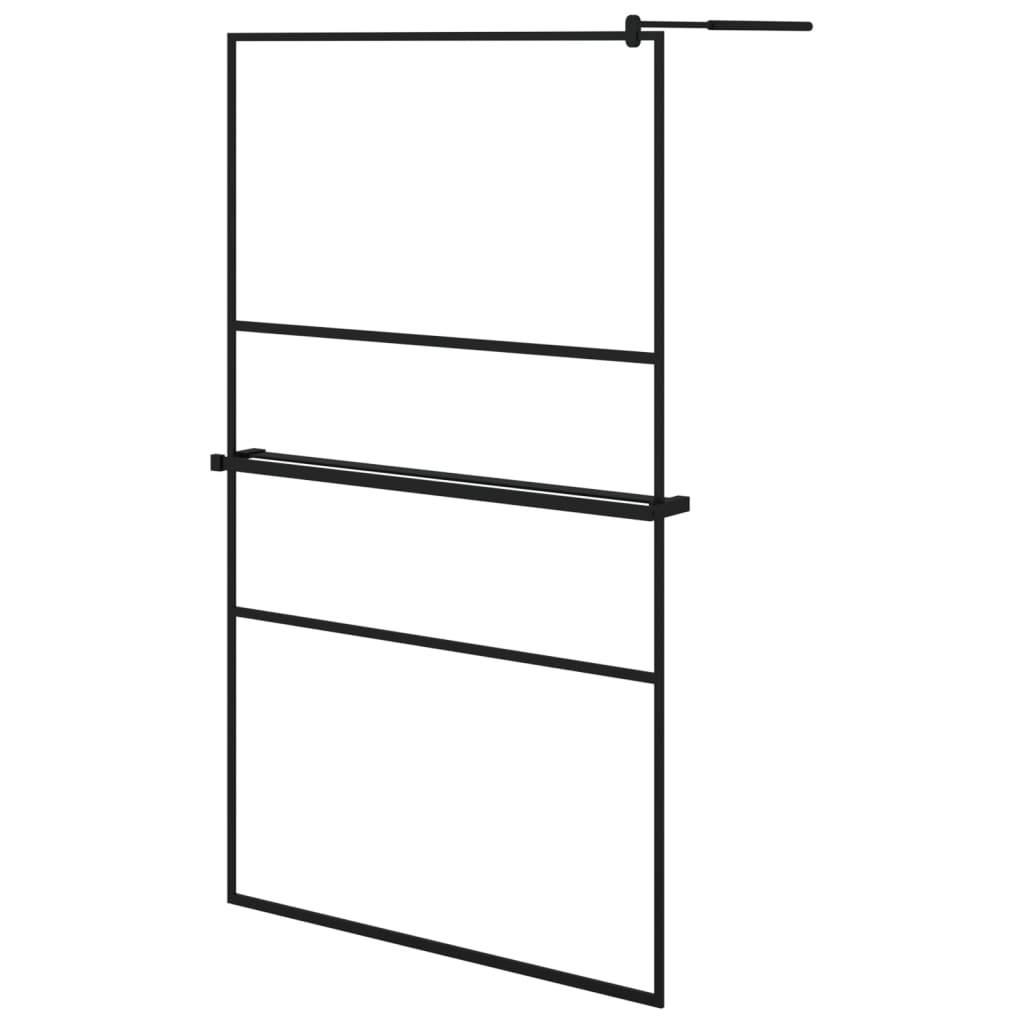 Vidaxl Walk-In Walk Walk With avec étagère 115x195 cm ESG-GLAS Aluminium noir