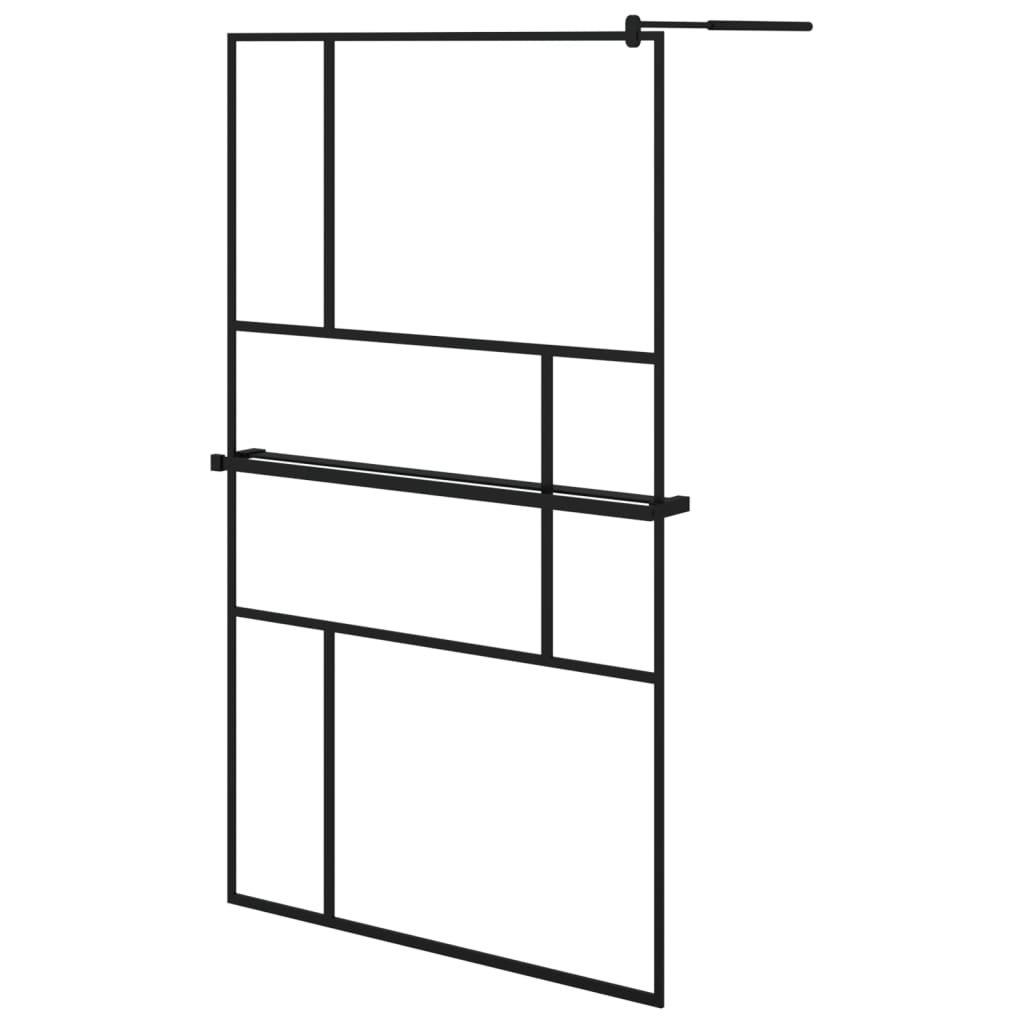 Vidaxl Walk-In Walk Walk With avec étagère 115x195 cm ESG-GLAS Aluminium noir