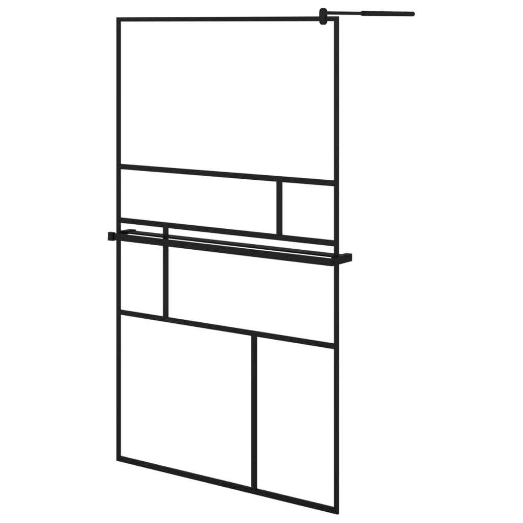 Vidaxl Walk-In Walk Walk With avec étagère 115x195 cm ESG-GLAS Aluminium noir