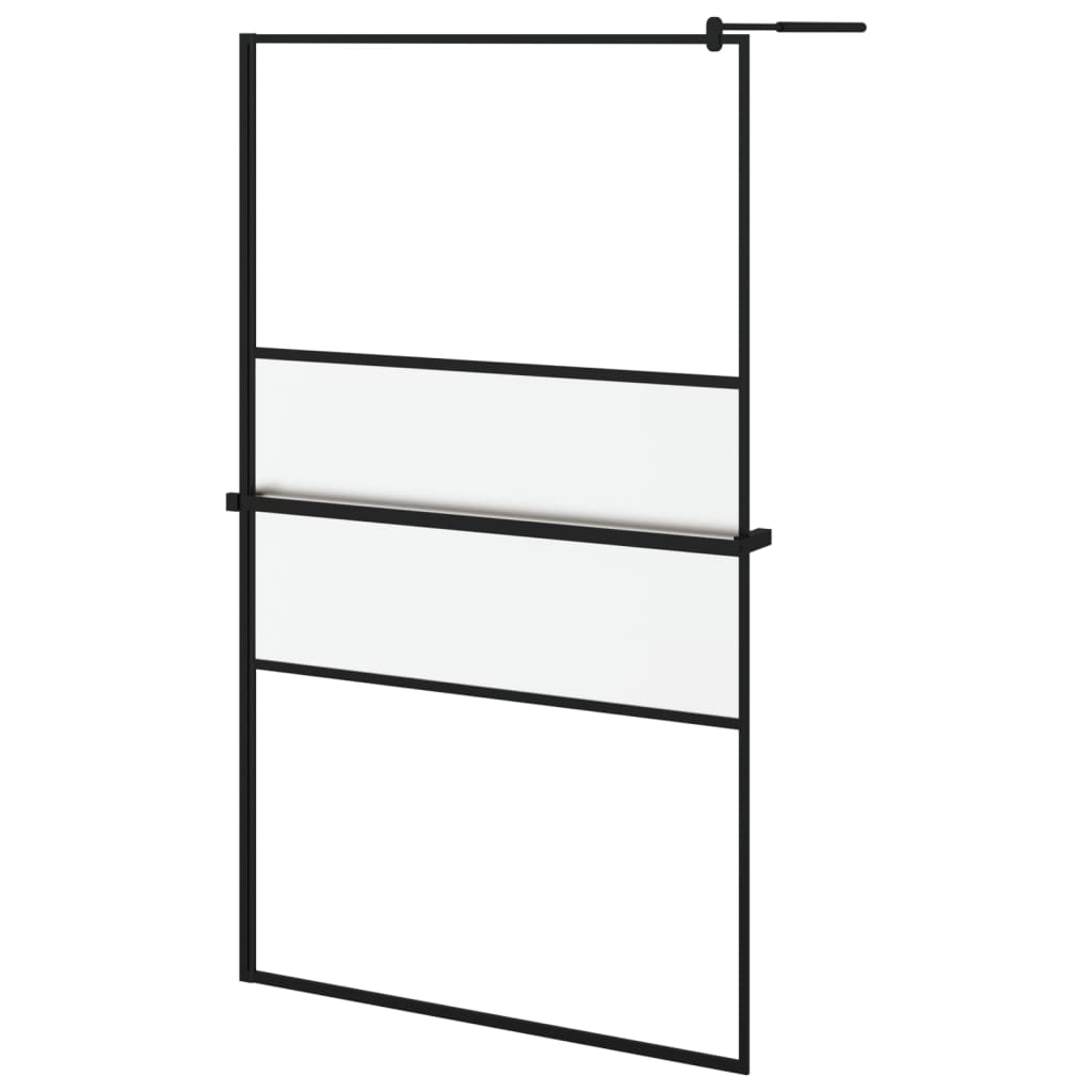 Vidaxl Walk-In Walk Walk With avec étagère 115x195 cm ESG-GLAS Aluminium noir