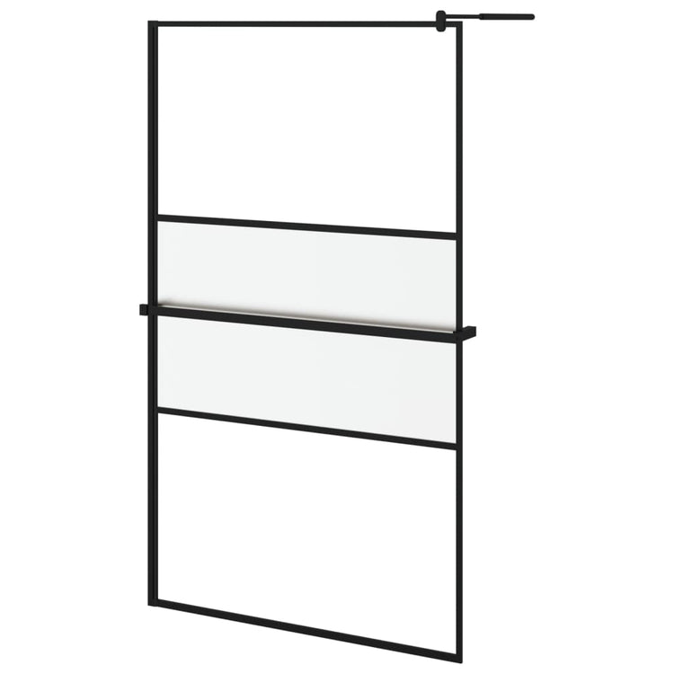 Vidaxl Walk-In Walk Walk With avec étagère 115x195 cm ESG-GLAS Aluminium noir