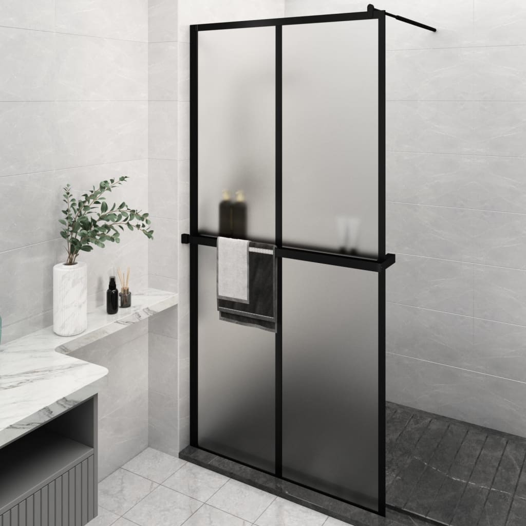 Vidaxl Walk-In Walk Walk With avec étagère 118x190 cm ESG-GLAS Aluminium noir