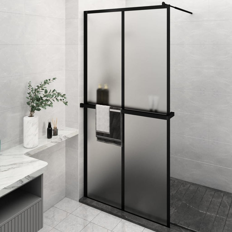 Vidaxl Walk-In Walk Walk With avec étagère 118x190 cm ESG-GLAS Aluminium noir