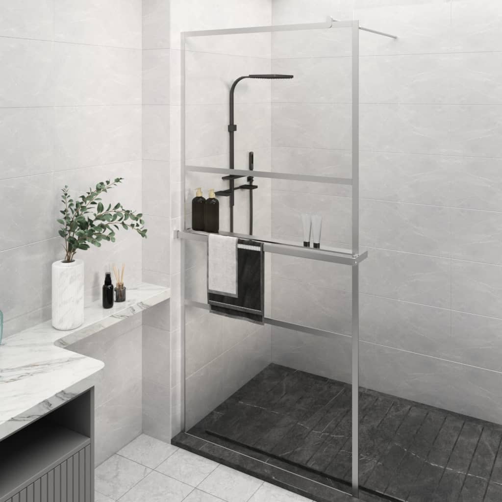 Vidaxl Walk-In Walk Walk With avec étagère 80x195 cm ESG-GLAS aluminium chrome
