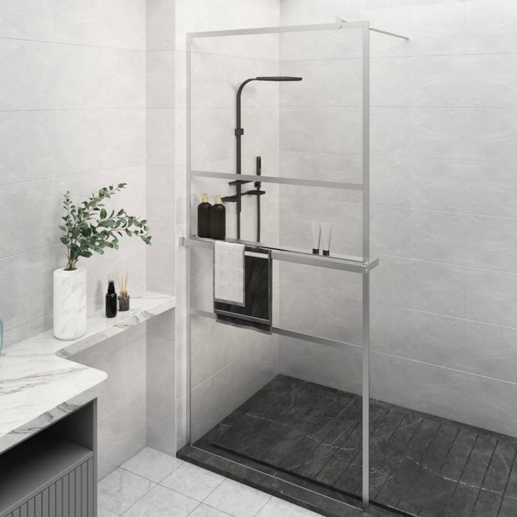 Vidaxl Walk-In Walk Walk With avec étagère 80x195 cm ESG-GLAS aluminium chrome