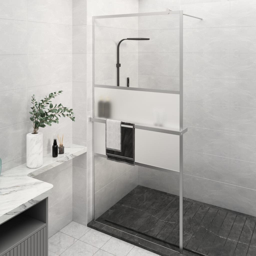 Vidaxl Walk-In Walk Walk With avec étagère 80x195 cm ESG-GLAS aluminium chrome