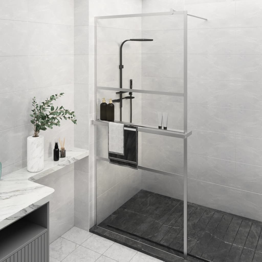 Vidaxl Walk-In Walk Walk With avec étagère 100x195 cm chrome en aluminium ESG-GLAS ESG-GLAS