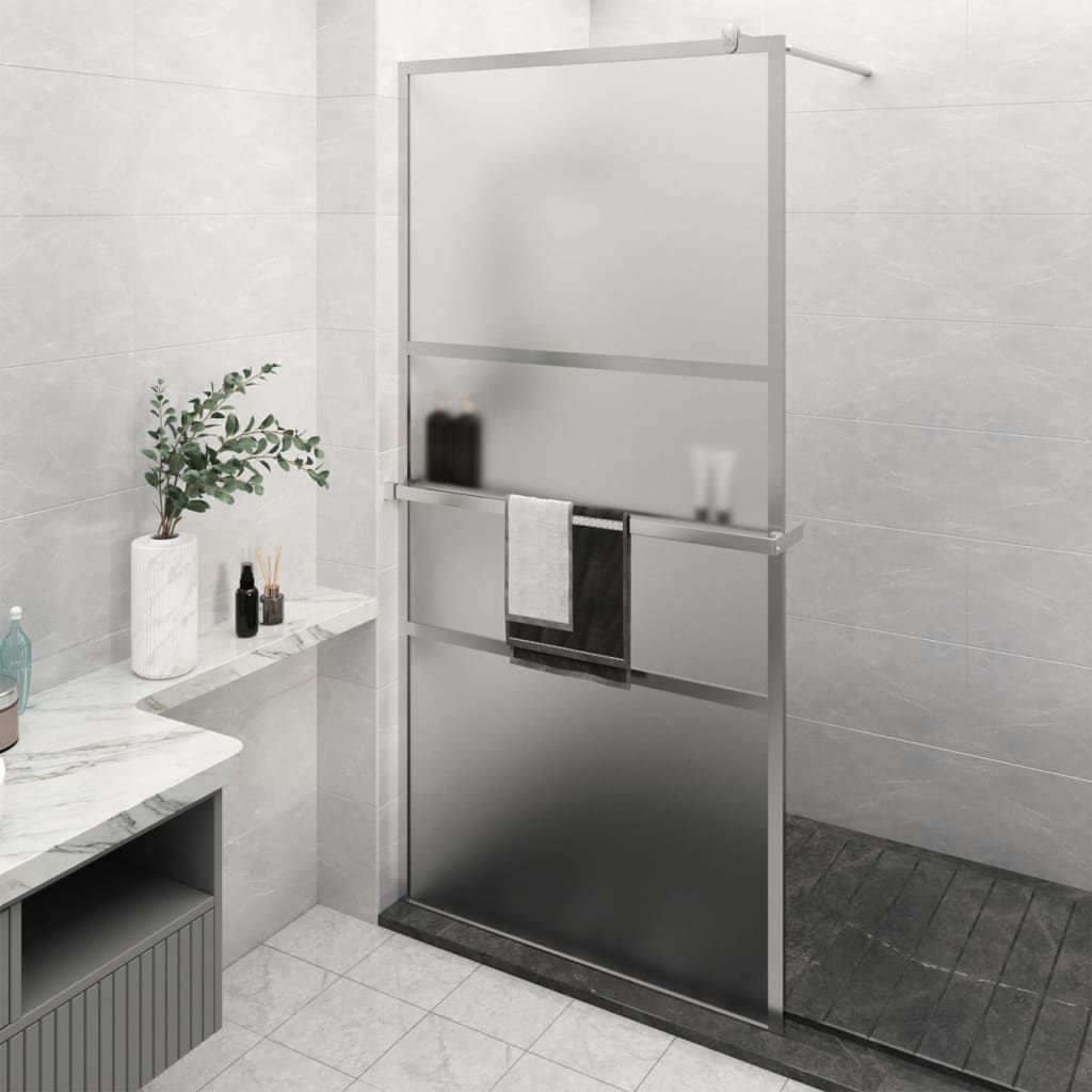 Vidaxl Walk-In Walk Walk avec étagère 115x195 cm ESG-GLAS Chrome en aluminium