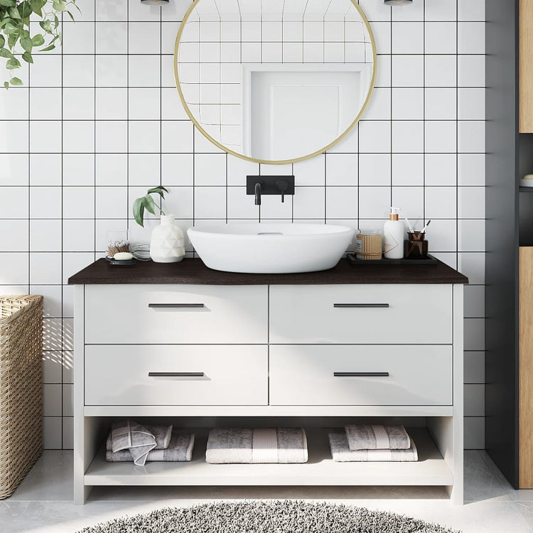 Table de lavabo VIDAXL 100x40x2 cm Bround foncé du bois massif traité