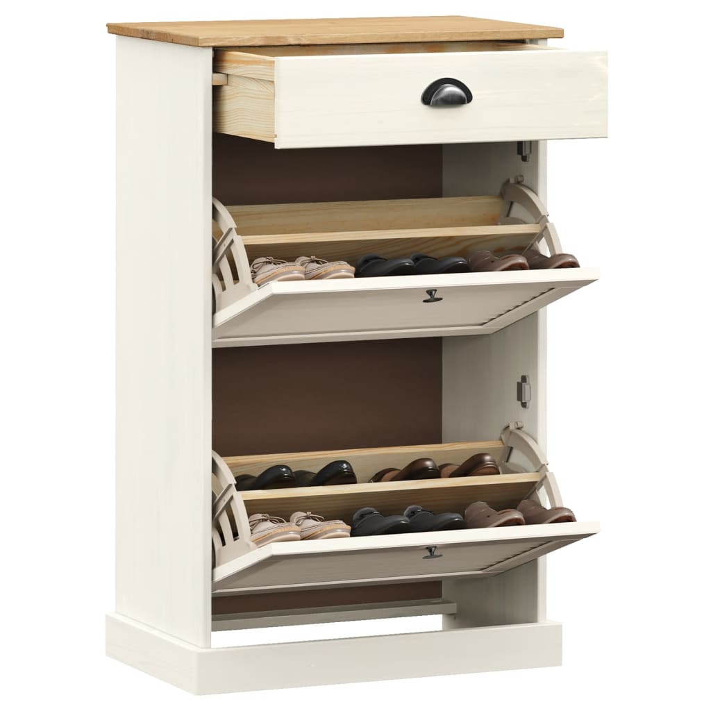 Armoire à chaussures vidaxl vigo 60x35x96 cm en pin massif blanc