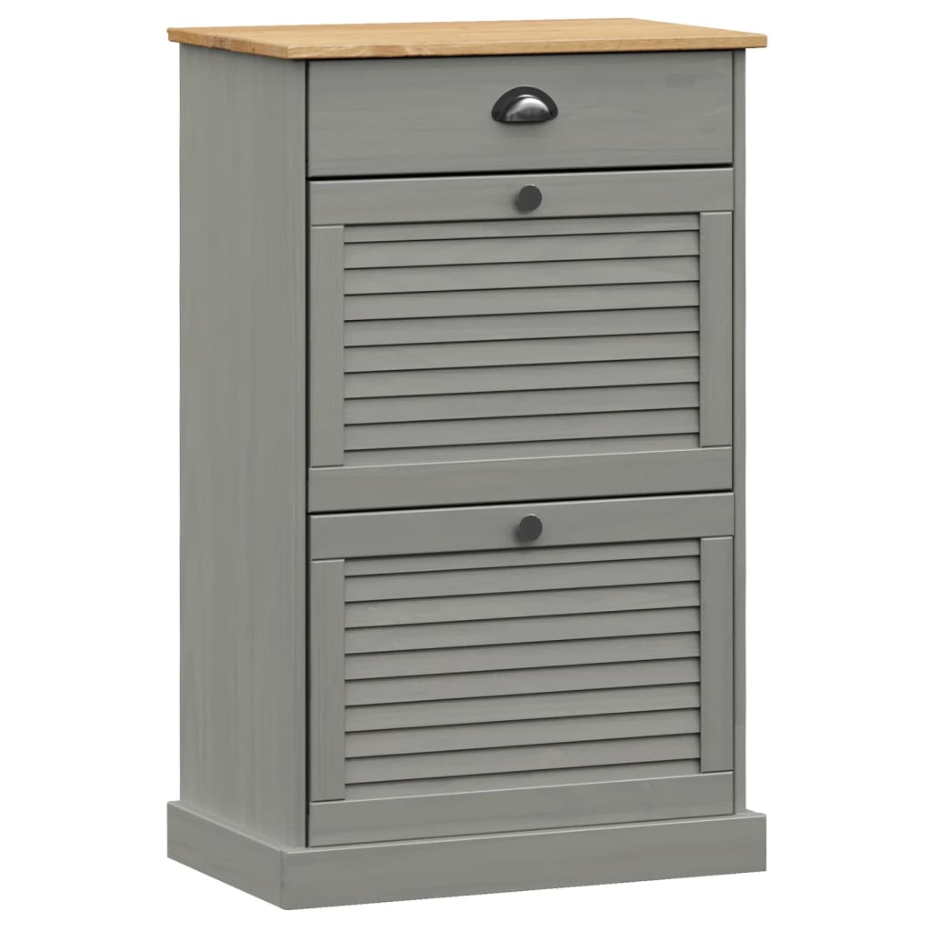 Armoire à chaussures Vidaxl Vigo 60x35x96 cm en pin massif gris