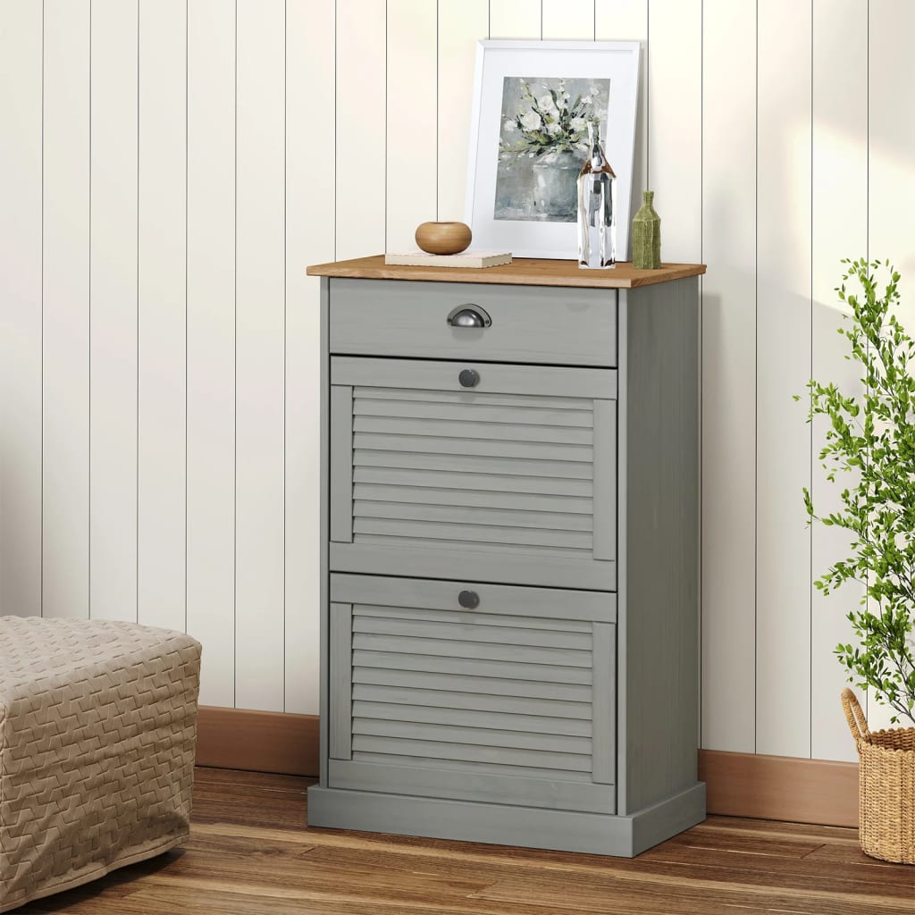 Armoire à chaussures Vidaxl Vigo 60x35x96 cm en pin massif gris