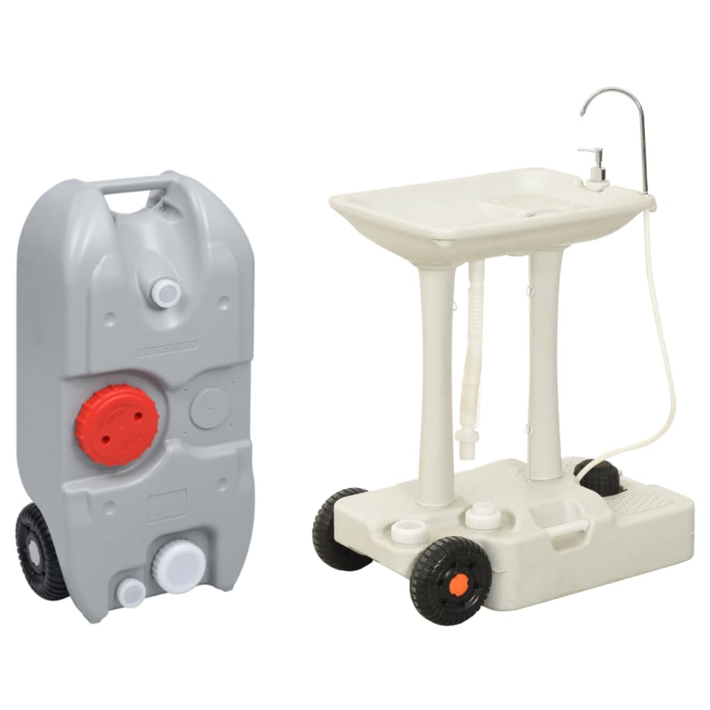 Vidaxl Camping Cire avec réservoir d'eau sur roues gris