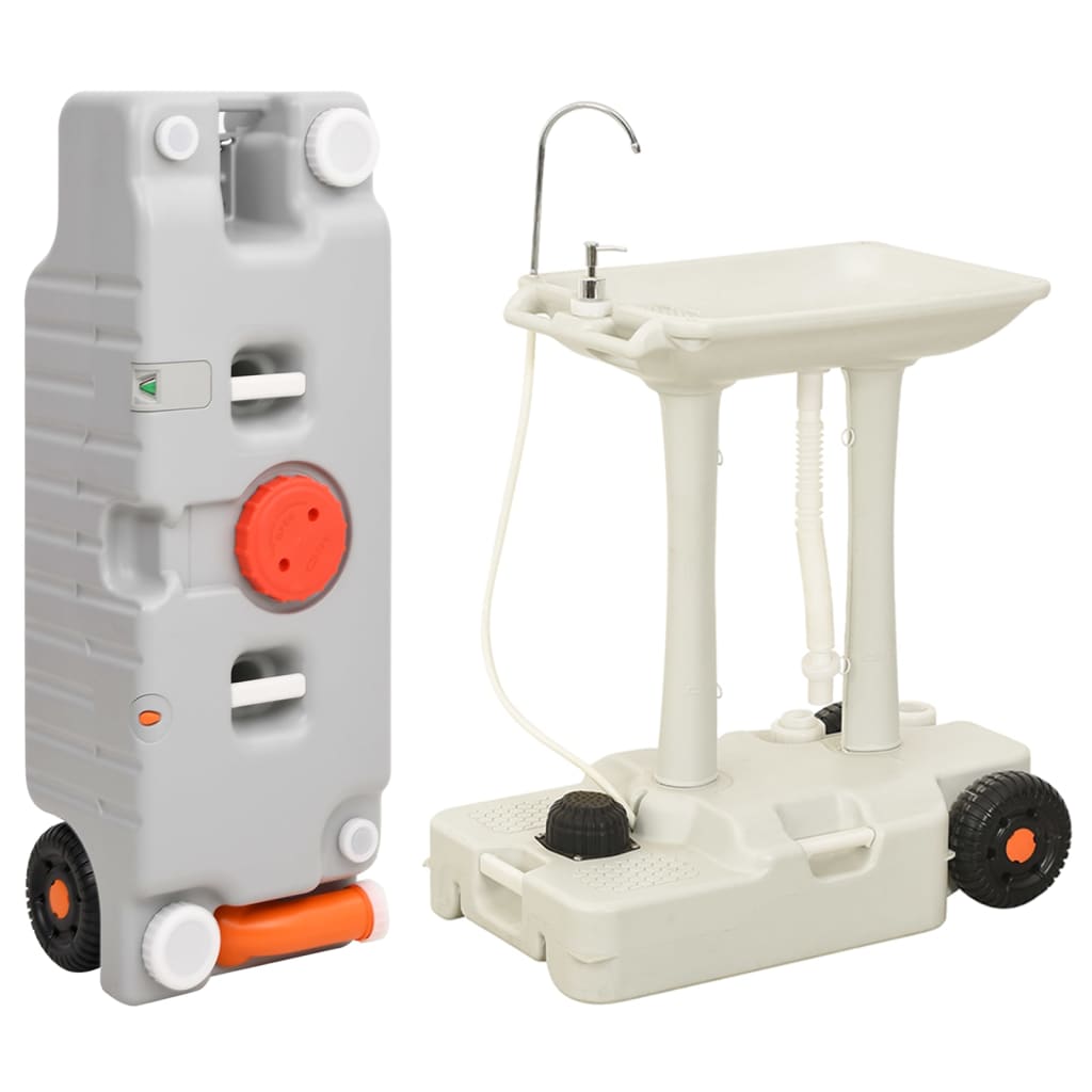 Vidaxl Camping Cire avec réservoir d'eau sur roues gris
