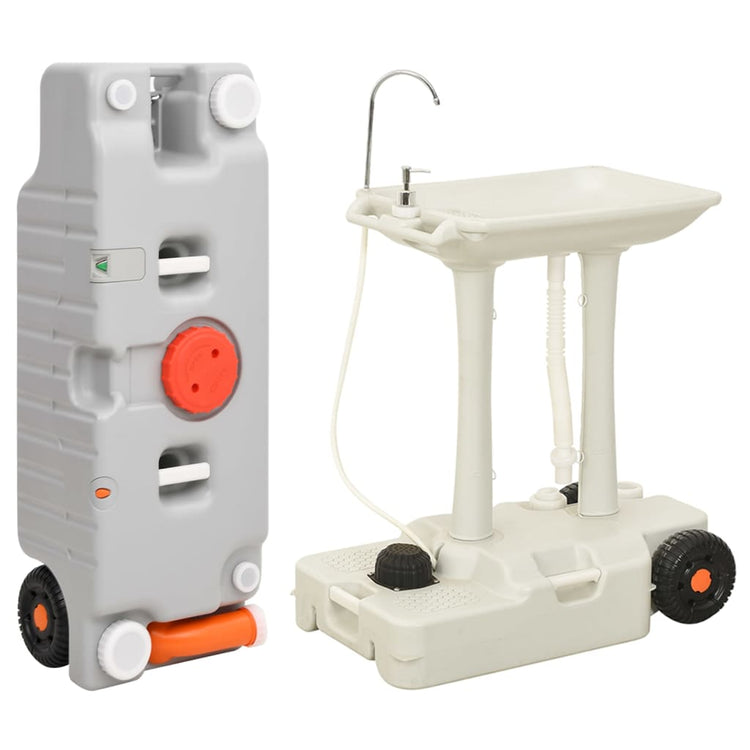 Vidaxl Camping Cire avec réservoir d'eau sur roues gris