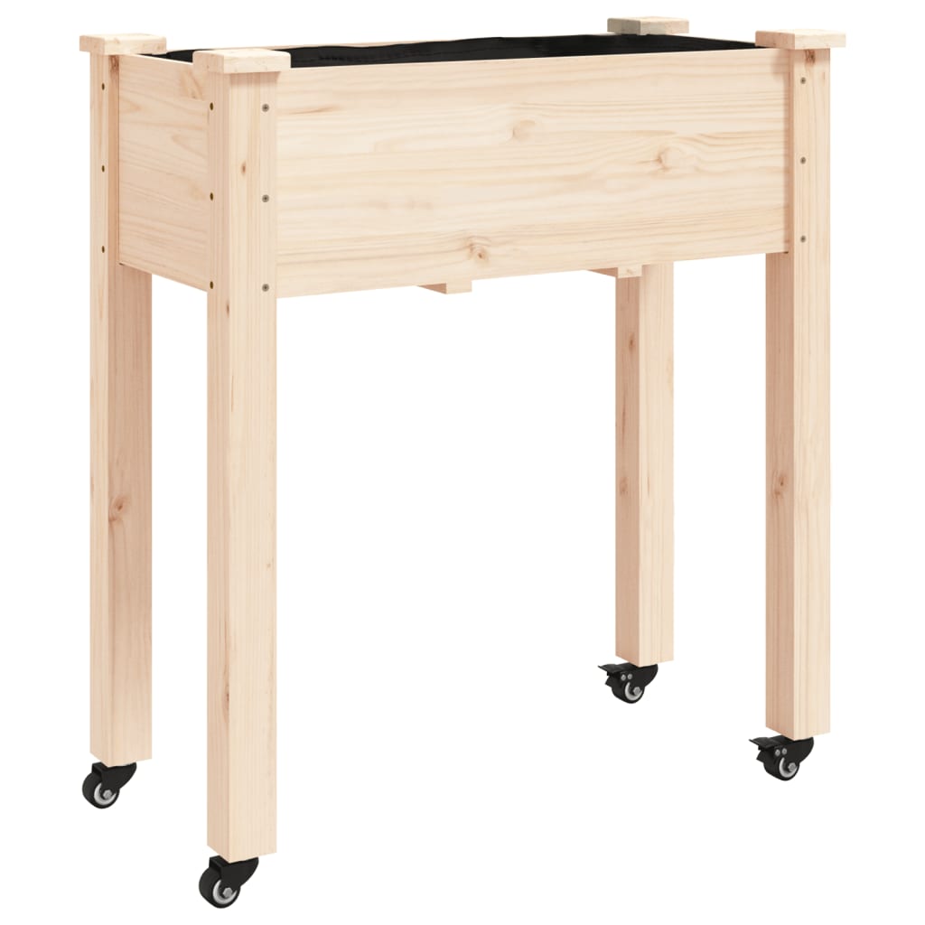 Vidaxx jardinière sur roulettes 71x37x80 cm bois de pin massif