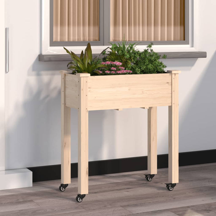 Vidaxx jardinière sur roulettes 71x37x80 cm bois de pin massif