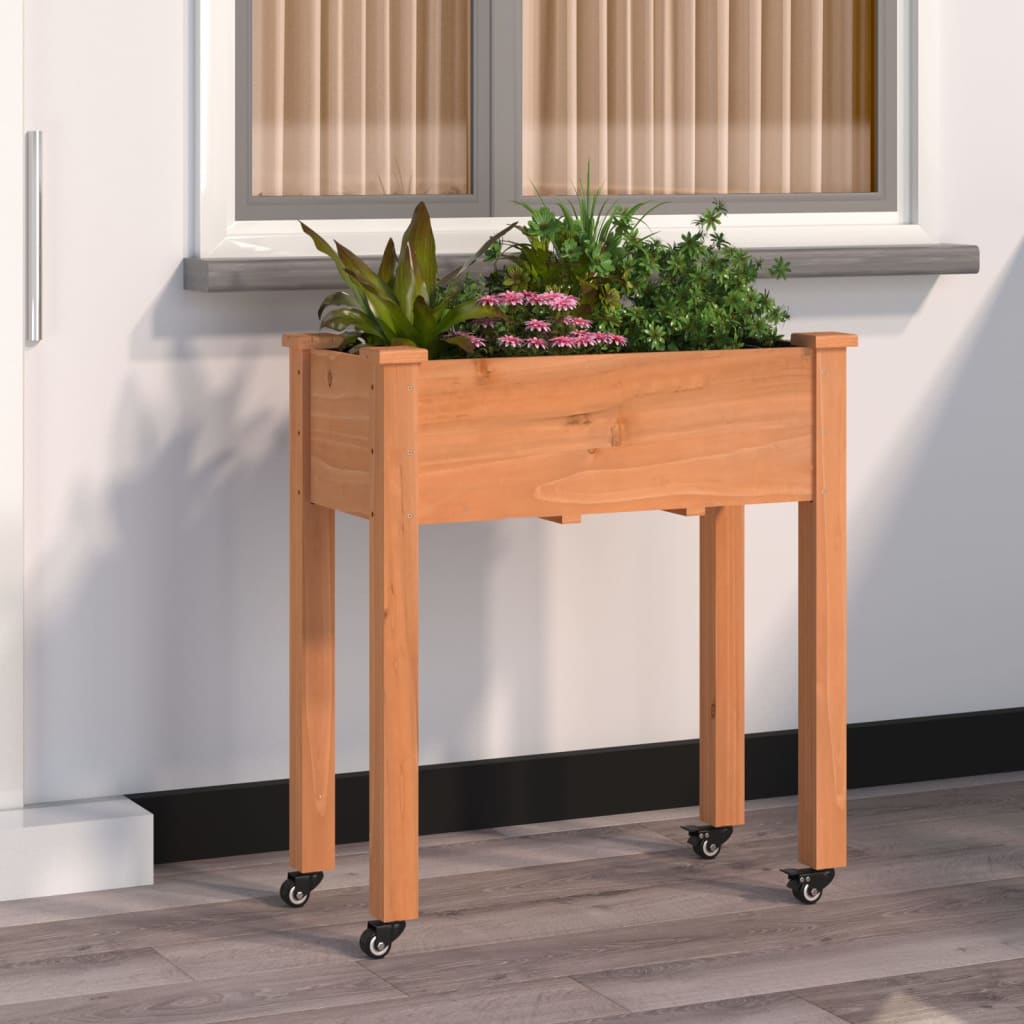Vidaxx jardinière sur roulettes 71x37x80 cm bois de pin massif