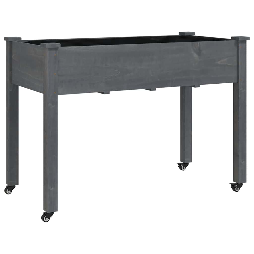 Vidaxx jardinière sur roulettes 118x59x80 cm bois de pin massif gris