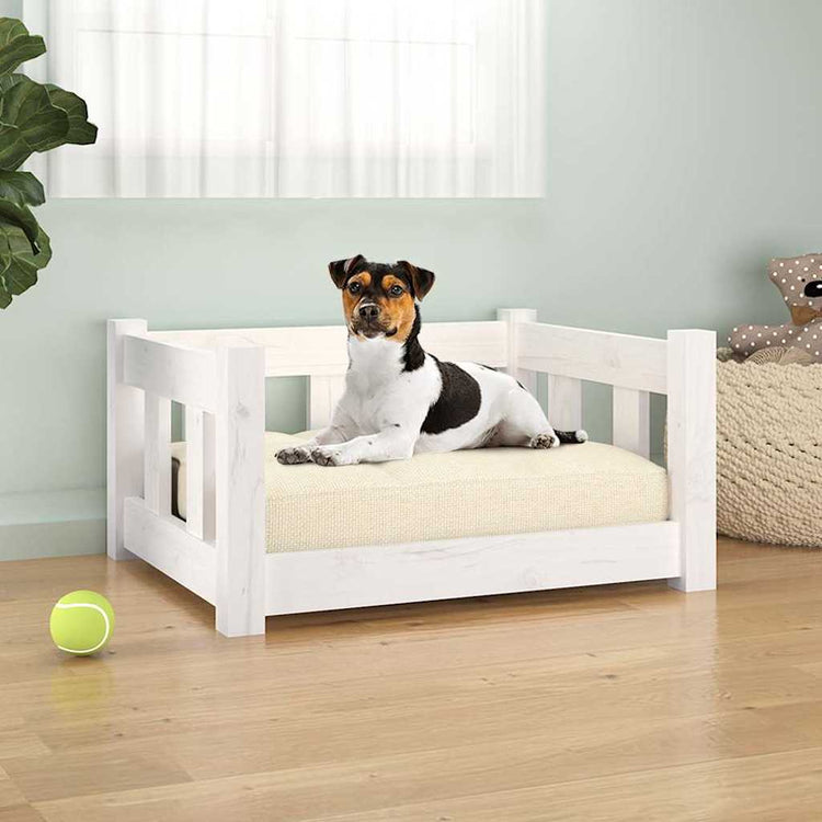 Vidaxl Dog Panier 55.5x45.5x28 cm Pine solide blanc
