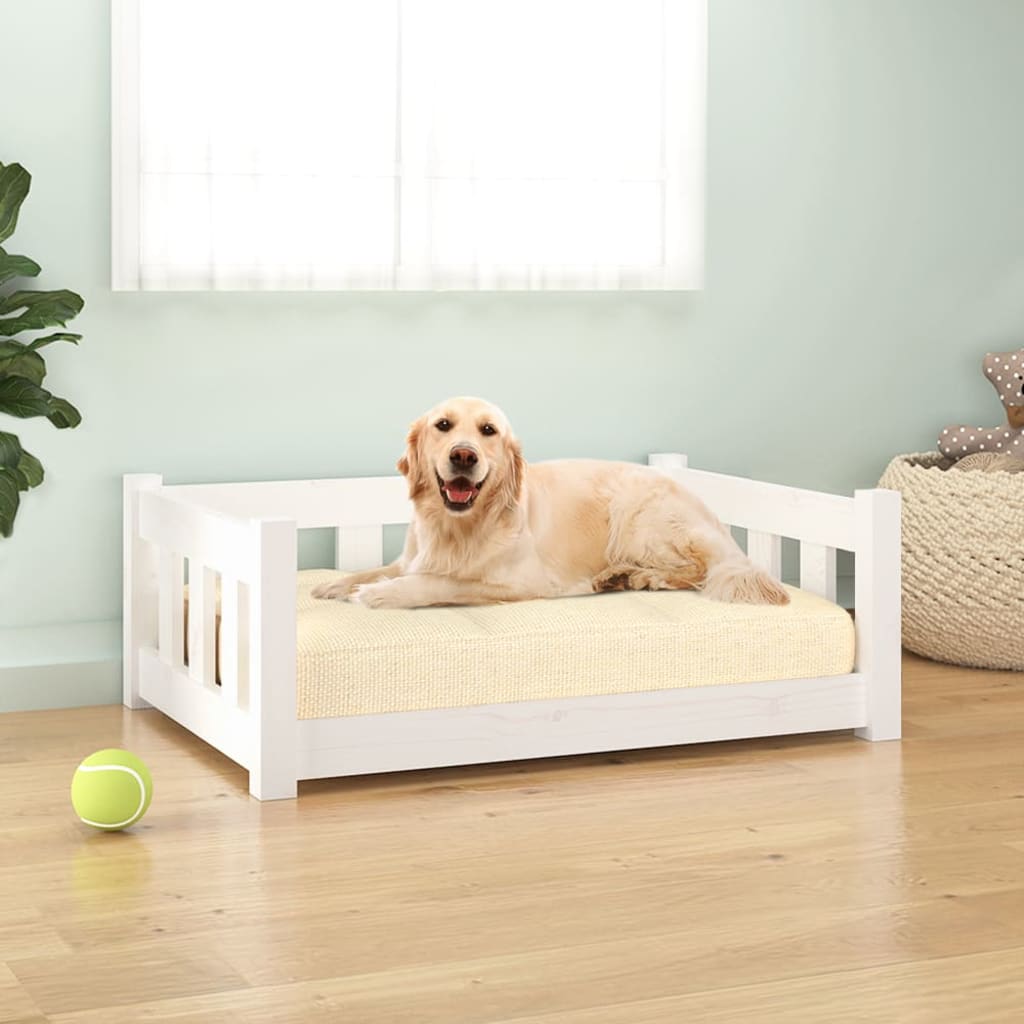 Vidaxl Dog Basket 75.5x55.5x28 cm Pine solide blanc