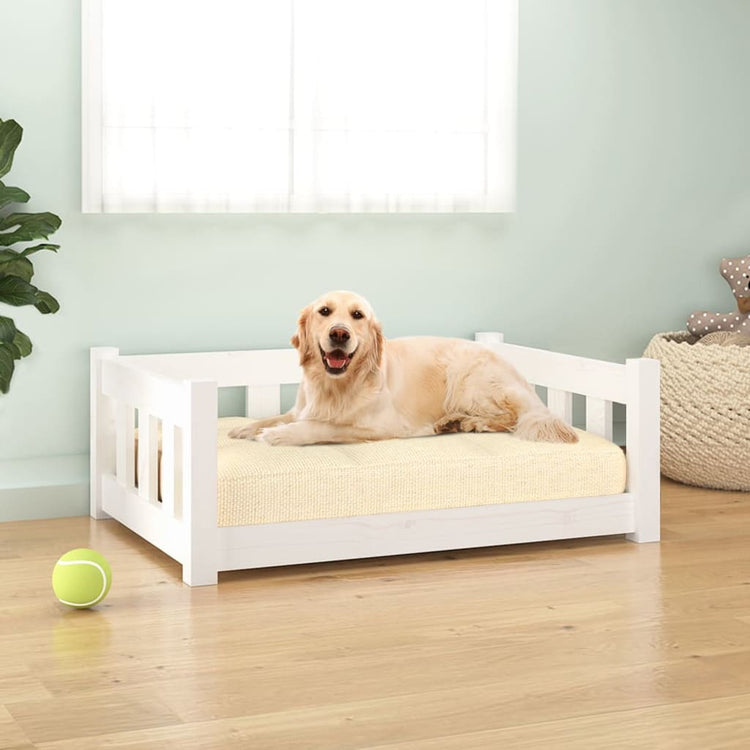Vidaxl Dog Basket 75.5x55.5x28 cm Pine solide blanc