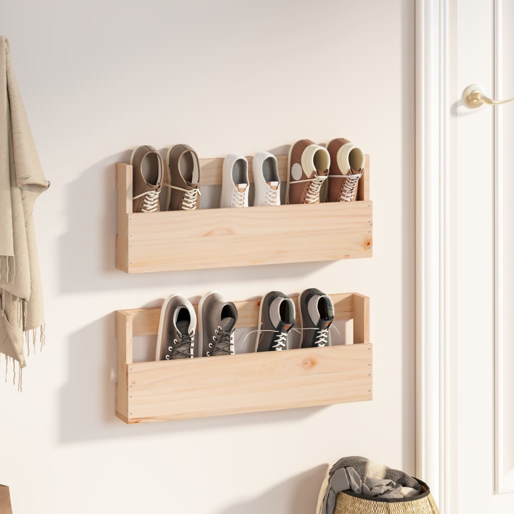 Vidaxl Wall Shoes Racks 2 St 59x9x23 cm Pine solide