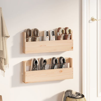 Vidaxl Wall Shoes Racks 2 St 59x9x23 cm Pine solide