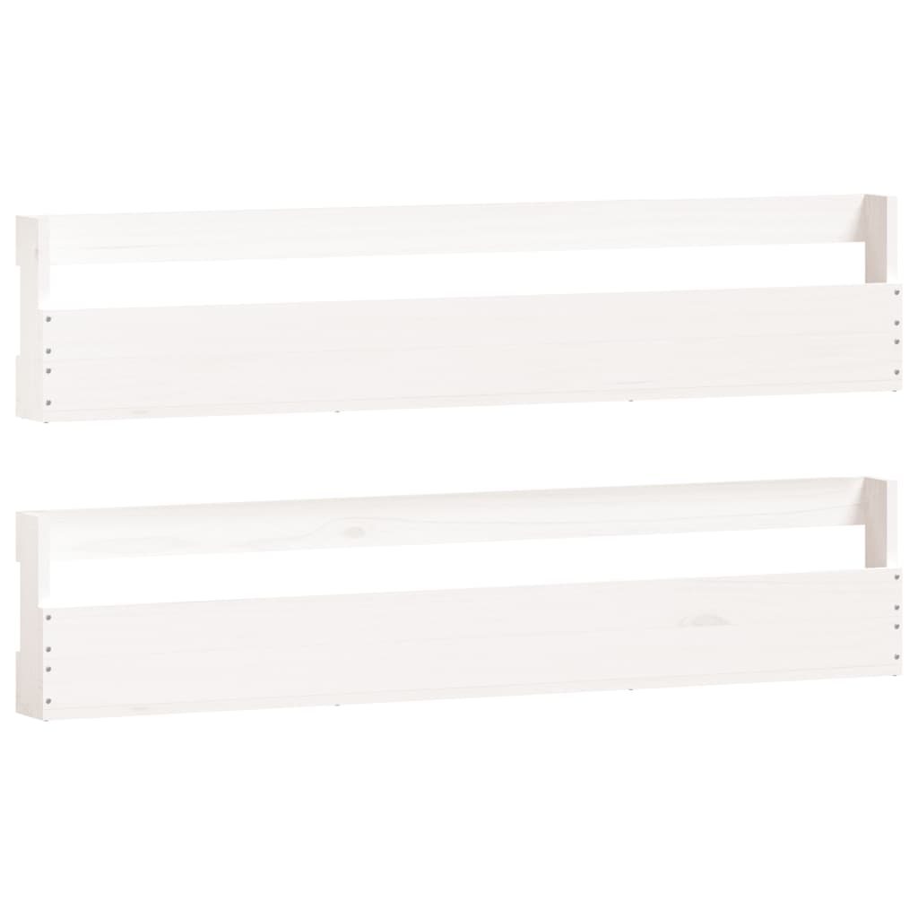 Vidaxl Wall Shoes Racks 2 PCS 110x9x23 cm Pine solide blanc