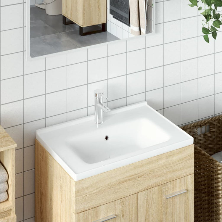 Vidaxl Washingin Rectangulaire 61x48x19,5 cm Blanc en céramique
