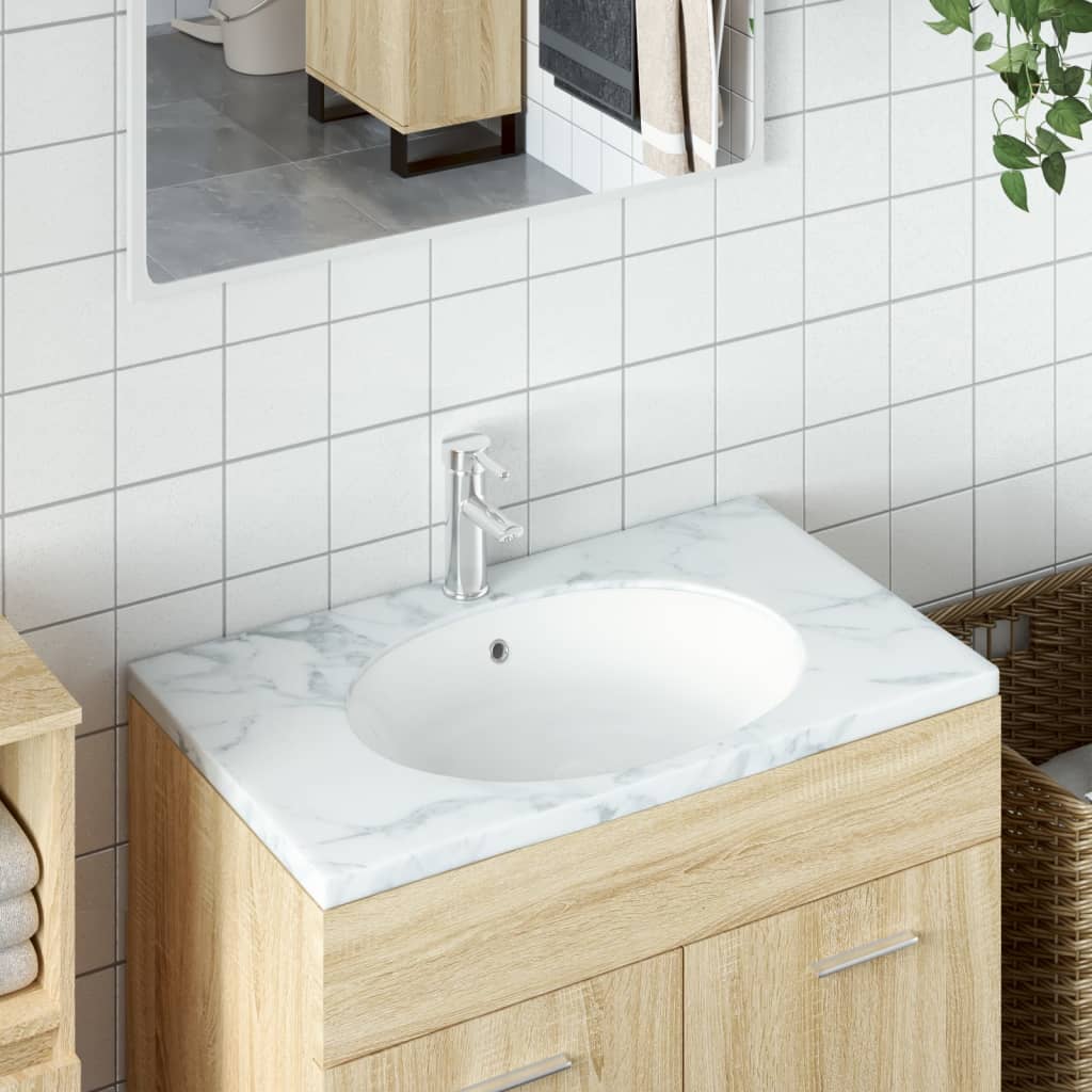 Vidaxl Washingin ovale 49x40.5x21 cm blanc céramique